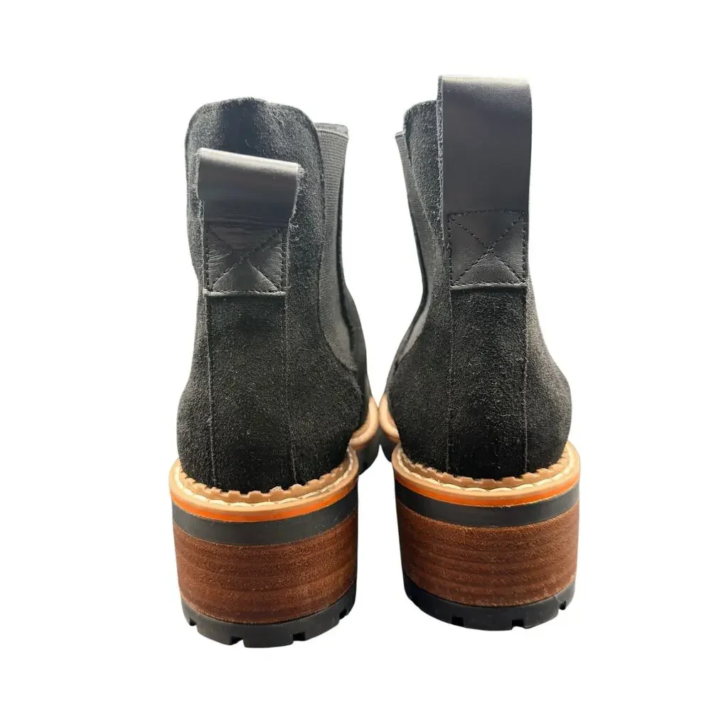 Bertuchi Suede Chelsea Ankle Boots Lug Sole Block Heel EU 39 US 8 8.5